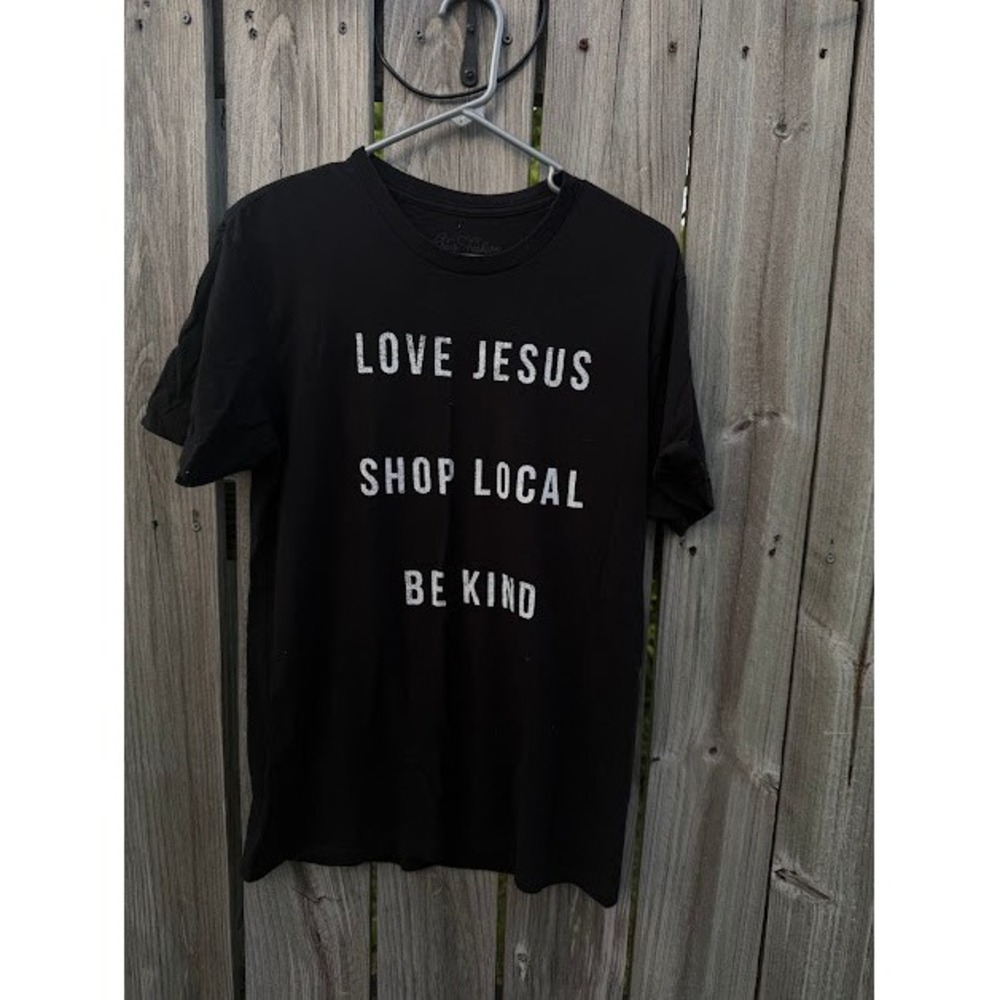 Faith Lotus Fashion T-Shirt Unisex M Black Love Jesus Shop Local Be Kind Graphic